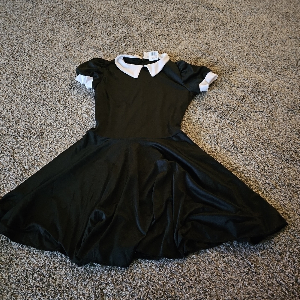 PRICE LOWERED! WONDERLAND Black and White Wednesday Addams Costume Dress